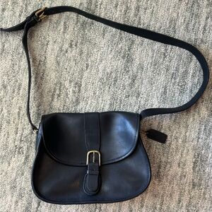 Vintage Coach Chelsea black leather saddle bag